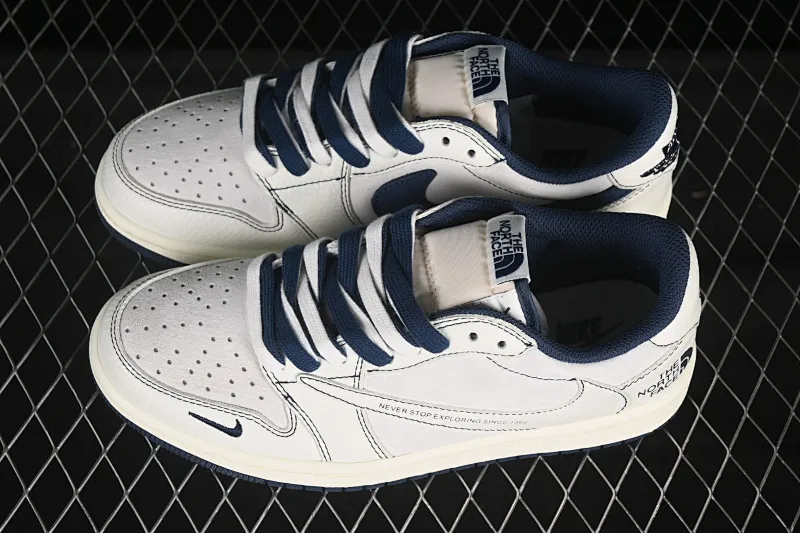 All categories Air Jordan Jordan series basketball shoes Air Jordan 1 Low High-end customized low-top sneakers Travis Scott x Fragment Design x Air Jordan 1 Low OG SP AJ1 North Face joint milk white gray blue bottom low-top cultural casual sneakers XZ5749-001